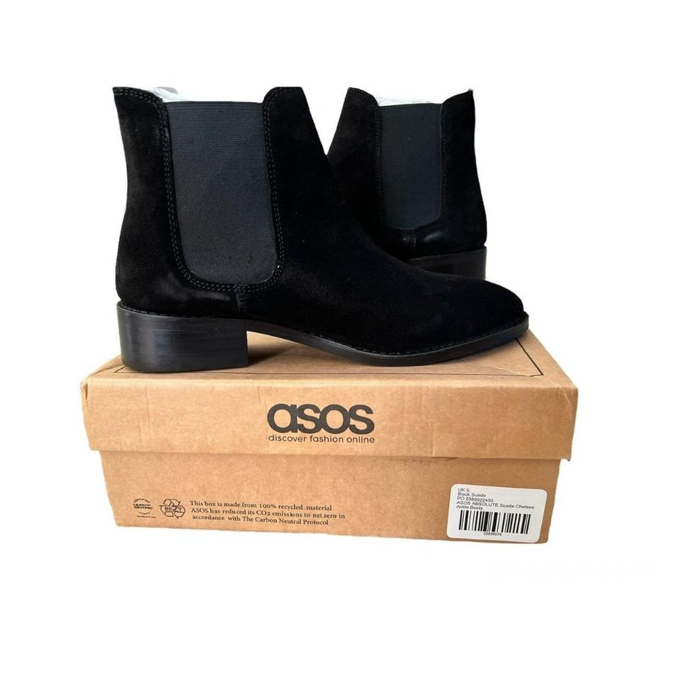 Asos Black Suede Chelsea Ankle Boots/Booties